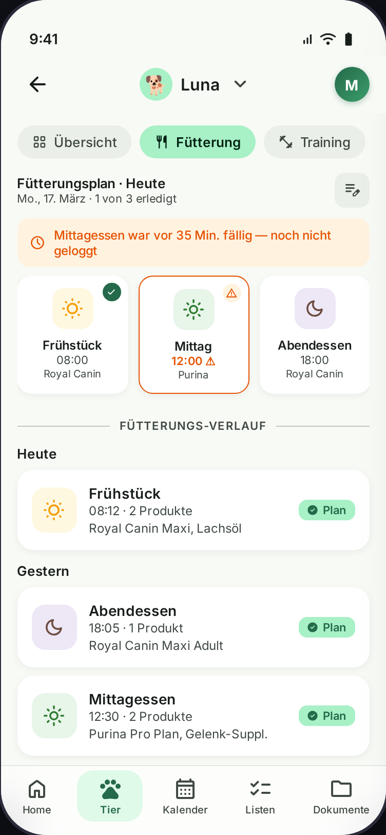 Fütterung-Liste